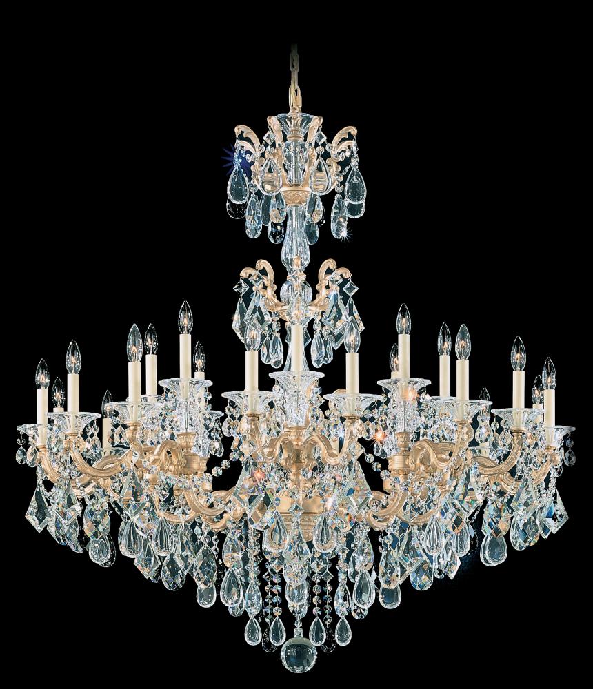 La Scala 24 Light 120V Chandelier in Parchment Gold with Clear Crystals from Swarovski