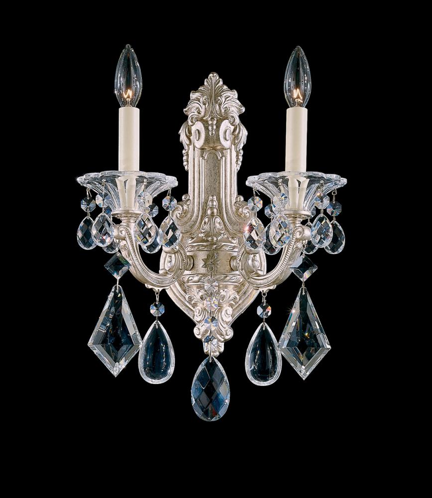 La Scala 2 Light 120V Wall Sconce in Heirloom Gold with Radiance Crystal