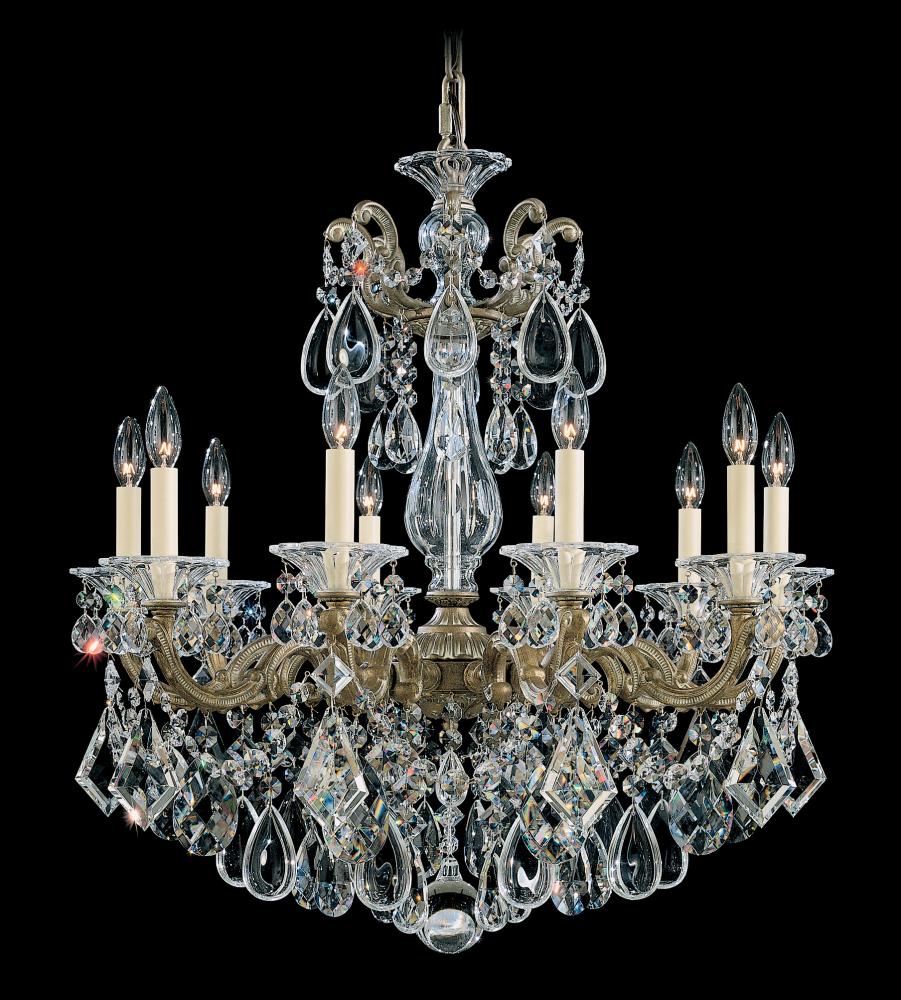 La Scala 10 Light 120V Chandelier in Parchment Gold with Clear Crystals from Swarovski