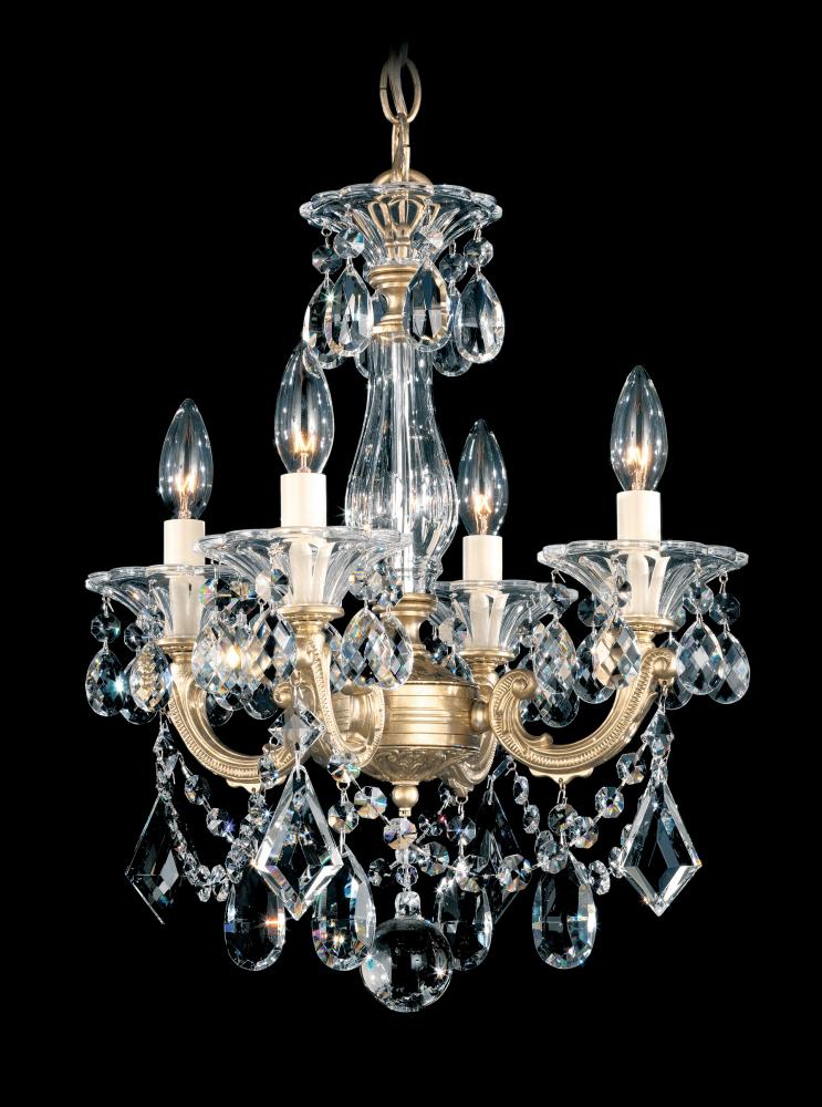 La Scala 4 Light 120V Chandelier in Florentine Bronze with Clear Crystals from Swarovski