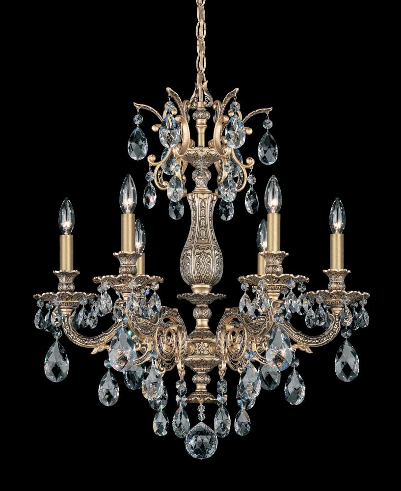 Milano 6 Light 120V Chandelier in Florentine Bronze with Radiance Crystal