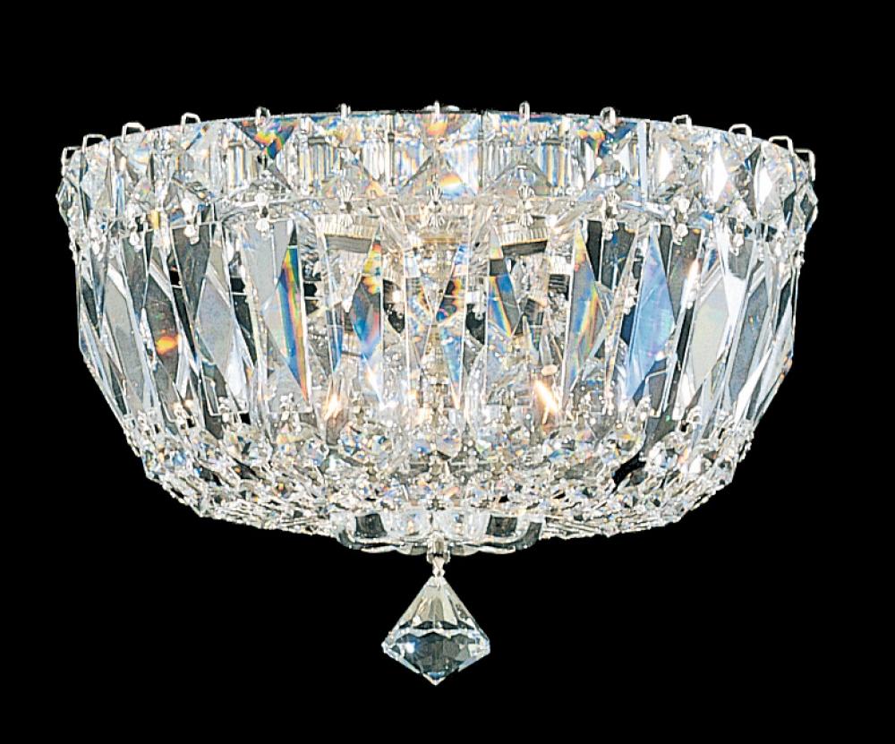 Petit Crystal Deluxe 3 Light 120V Semi-Flush Mount in Aurelia with Optic Crystal