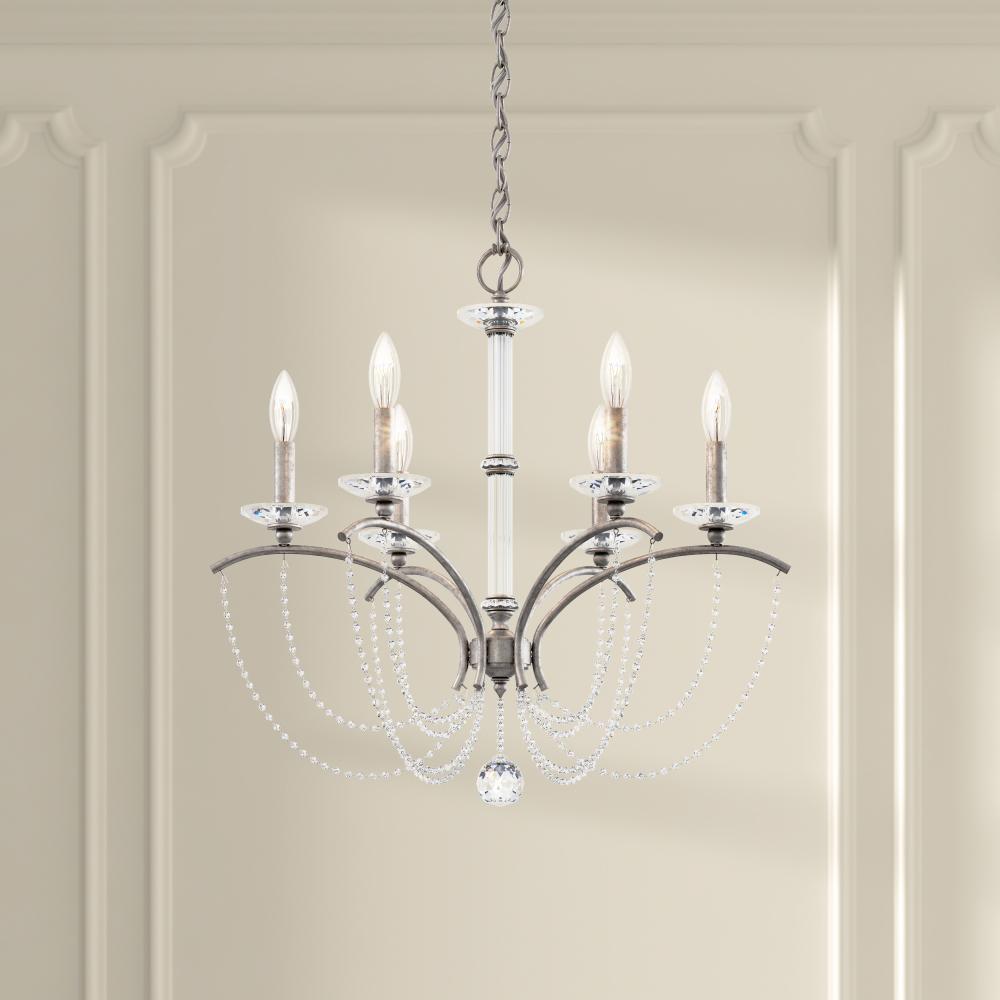 Priscilla 6 Light 120V Chandelier in Antique Silver with Optic Crystal