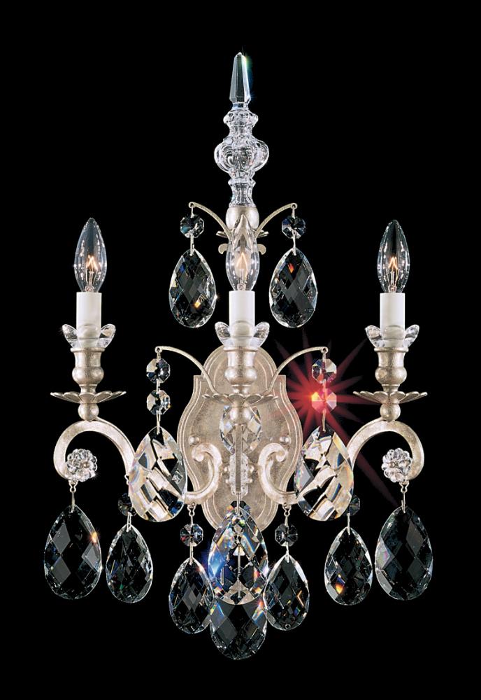 Renaissance 3 Light 120V Wall Sconce in Black with Crystals from Swarovski®