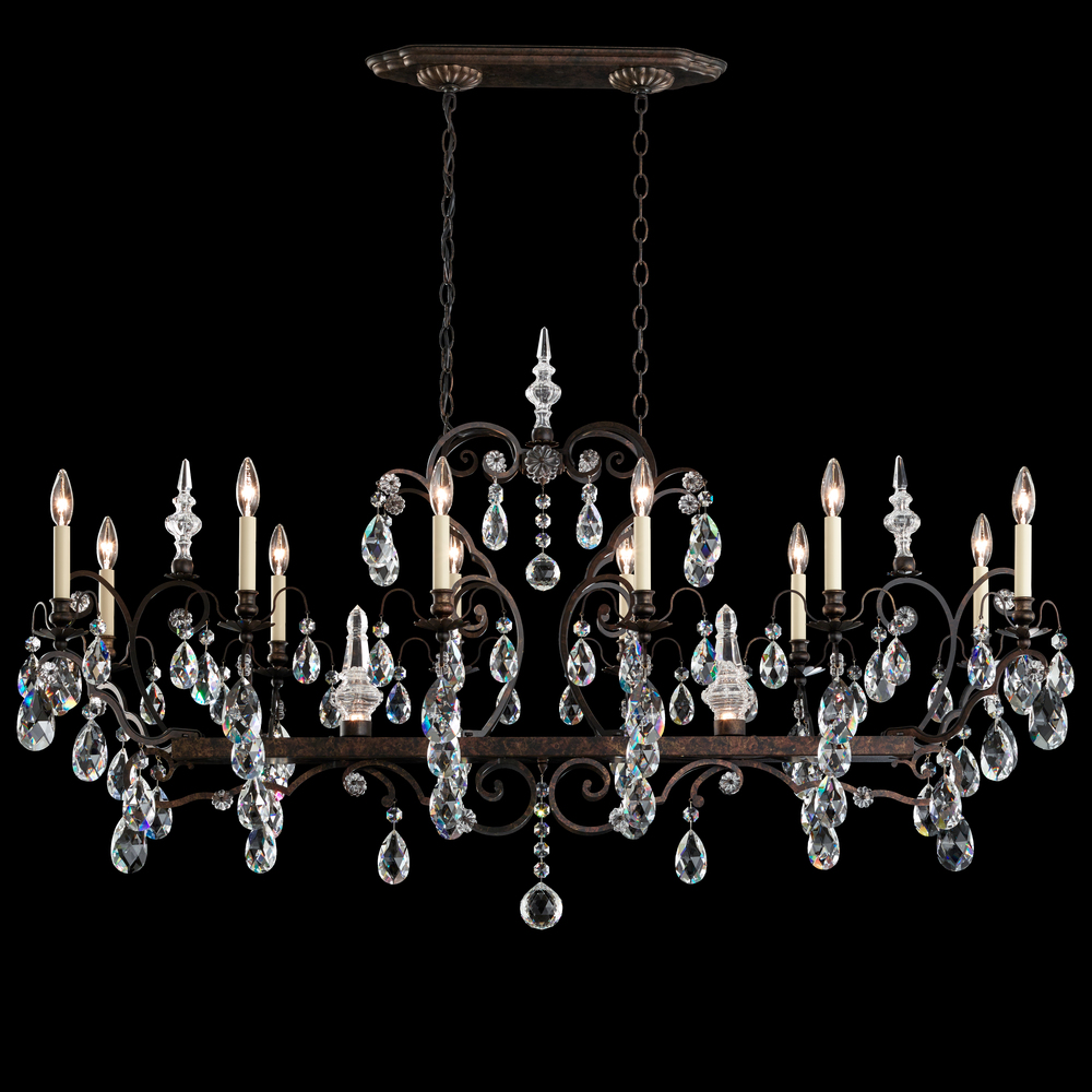 Renaissance 14 Light 120V Chandelier in Black with Heritage Handcut Crystal