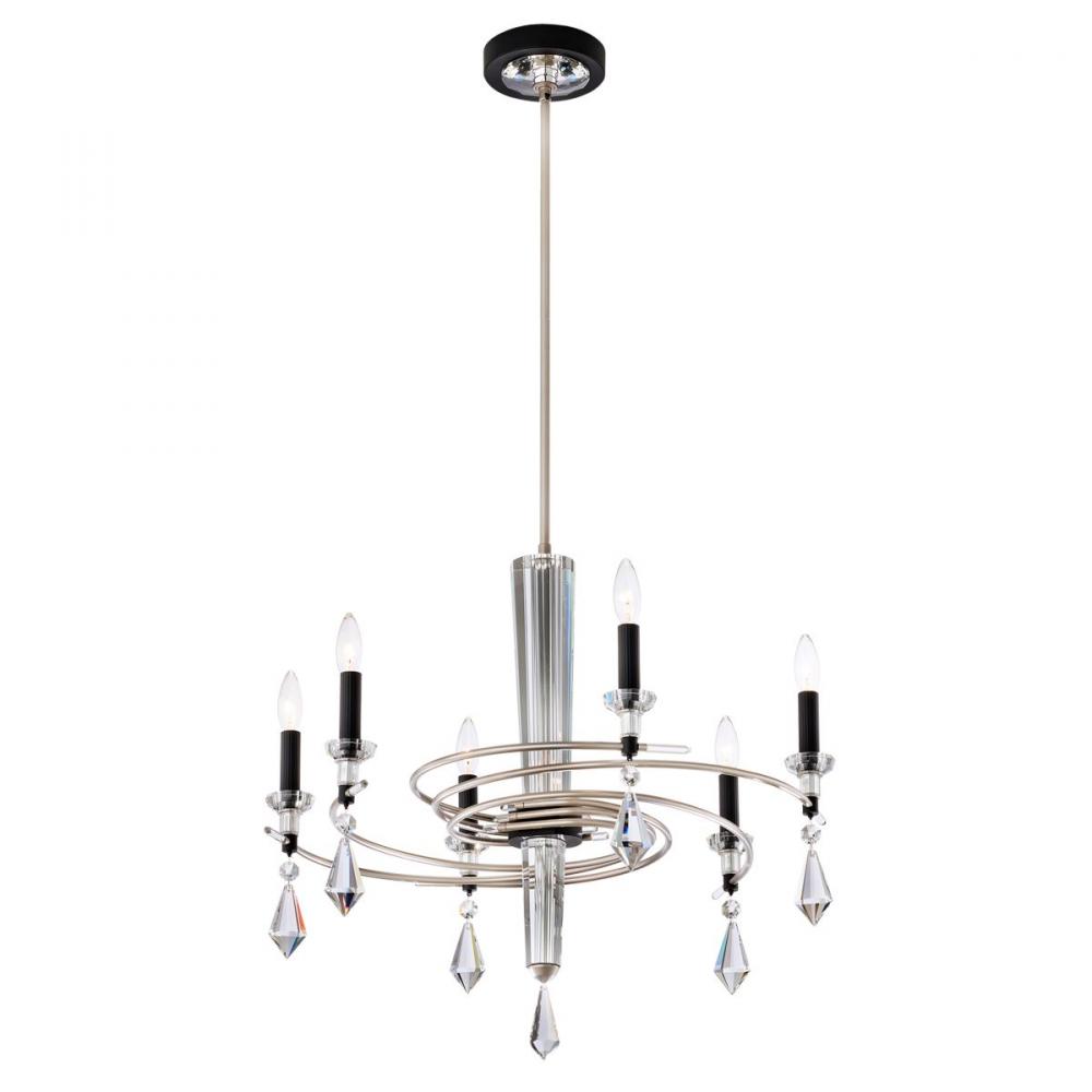 Tempest 6 Light 120V Chandelier in Soft Silver/Black with Radiance Crystal