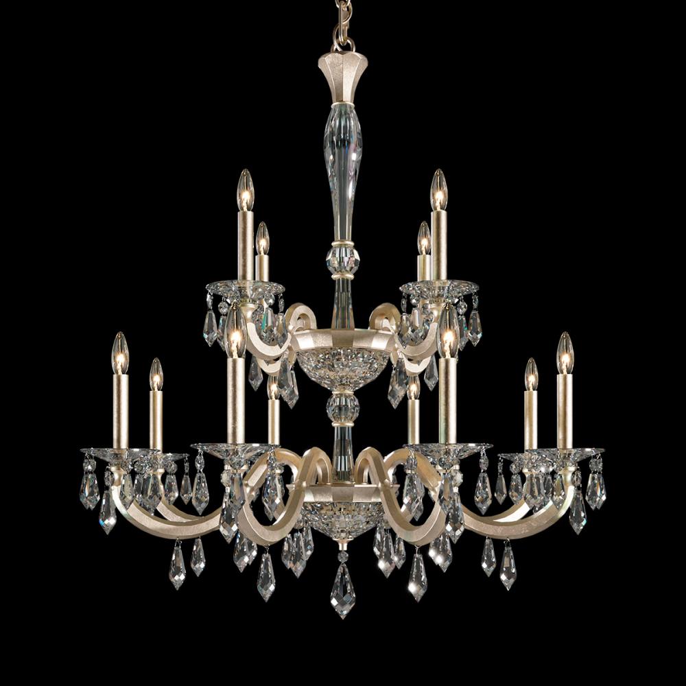 Napoli 12 Light 120V Chandelier in Antique Silver with Radiance Crystal