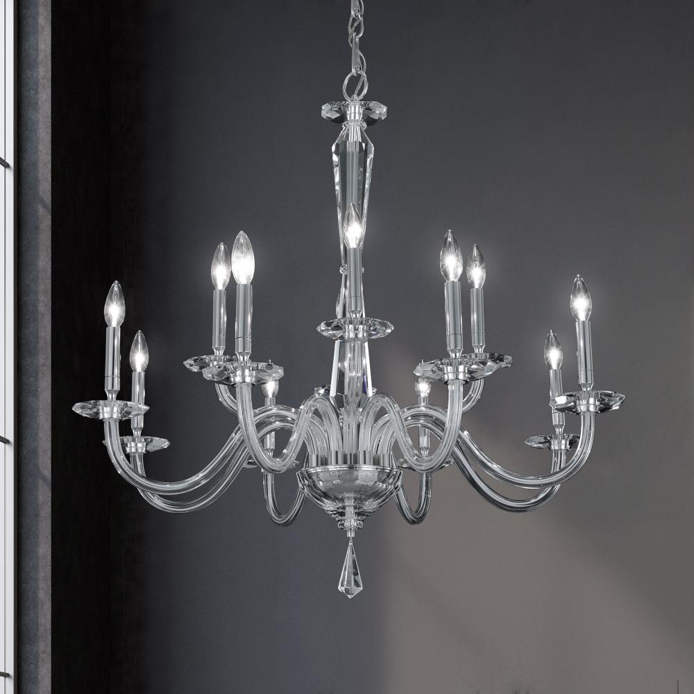 Habsburg 12 Light 120V Chandelier in Polished Chrome with Optic Crystal