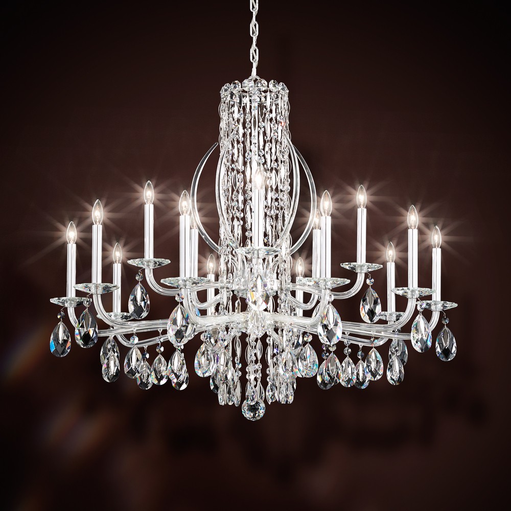 Siena 15 Light 120V Chandelier in White with Radiance Crystal