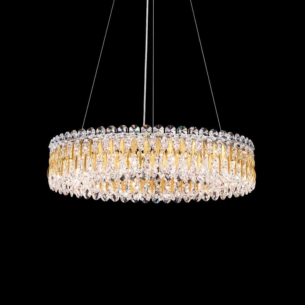 Sarella 12 Light 120V Pendant in Black with Heritage Handcut Crystal