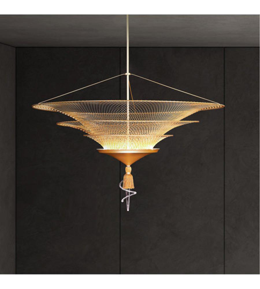 Veneto 34IN LED 3000K/3500K/4000K 120V-277V Pendant in Gold with Heritage Handcut Crystal