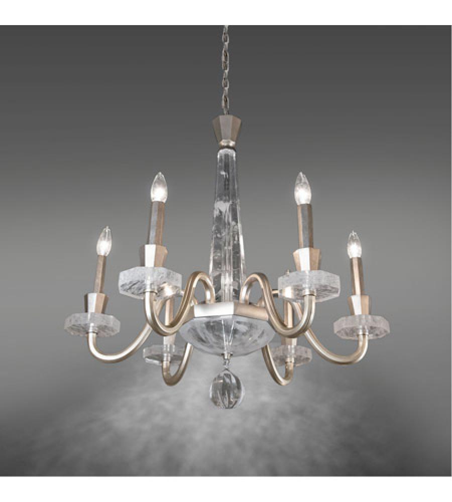 Amadeus 6 Light 120V Chandelier in Antique Silver with Optic Haze Quartz