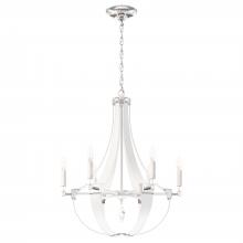  CY1006N-LW1R - Crystal Empire 6 Light 120V Chandelier in White Pass with Radiance Crystal