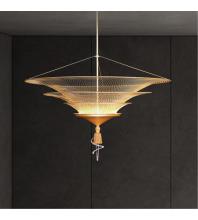  S2234-706H - Veneto 34IN LED 3000K/3500K/4000K 120V-277V Pendant in Gold with Heritage Handcut Crystal