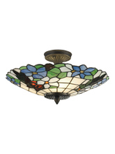  3660/3LTF - Pansy Tiffany Semi Flush Mount