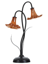  SAT17076LED - Orange Trumpet 2-Light LED Hand Blown Art Glass Accent Lamp