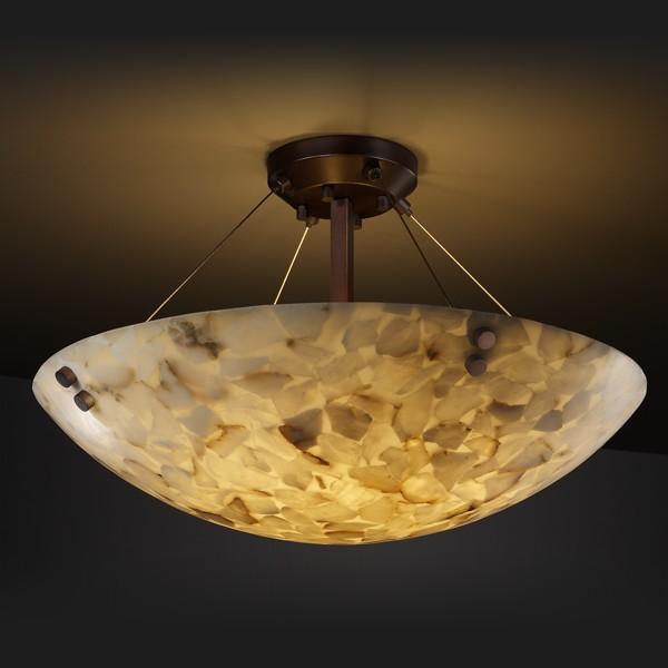 18" LED Semi-Flush Bowl w/ PAIR SQUARE FINIALS