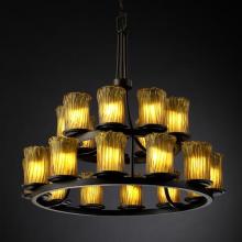 Justice Design Group GLA-8767-16-WTFR-DBRZ - Dakota 21-Light 2-Tier Ring Chandelier