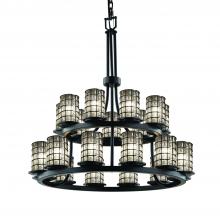  WGL-8767-10-GRCB-MBLK - Dakota 21-Light 2-Tier Ring Chandelier