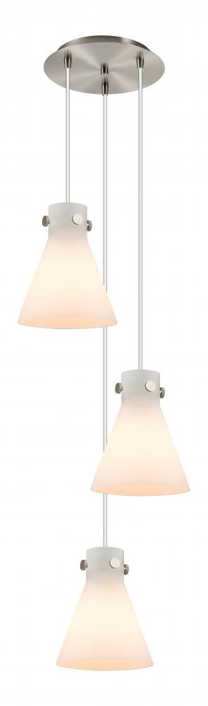 Newton Cone - 3 Light - 16 inch - Brushed Satin Nickel - Multi Pendant