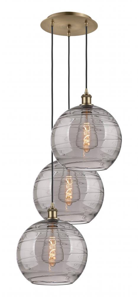 Athens Deco Swirl - 3 Light - 19 inch - Antique Brass - Cord hung - Multi Pendant