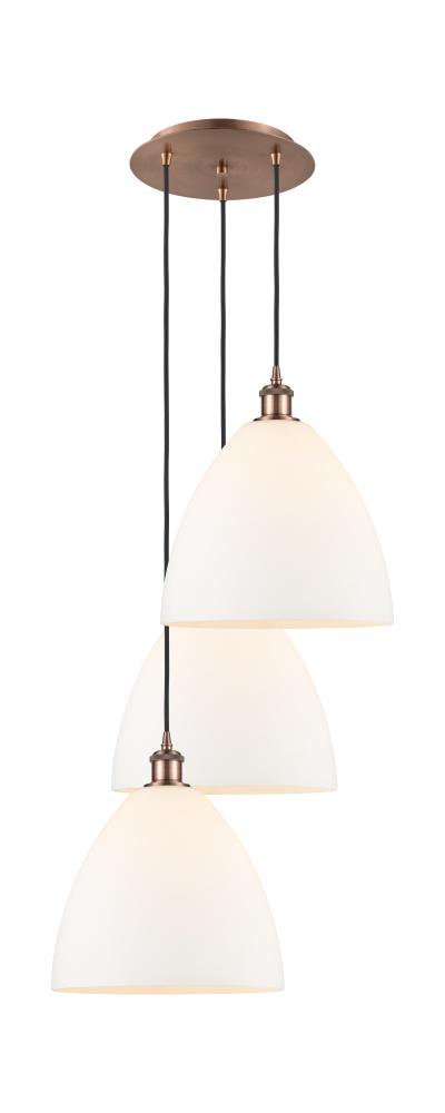 Bristol - 3 Light - 19 inch - Antique Copper - Cord Hung - Multi Pendant