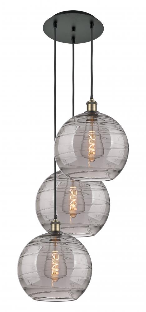 Athens Deco Swirl - 3 Light - 19 inch - Black Antique Brass - Cord Hung - Multi Pendant