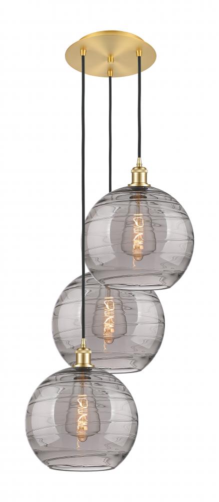 Athens Deco Swirl - 3 Light - 19 inch - Satin Gold - Cord hung - Multi Pendant