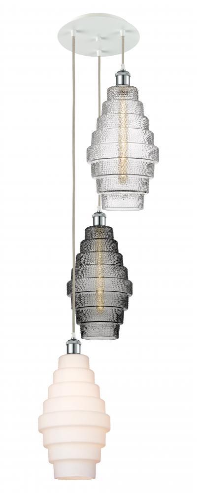 Cascade - 3 Light - 15 inch - White Polished Chrome - Cord hung - Multi Pendant