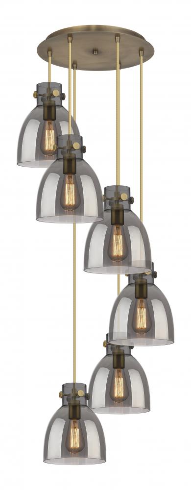 Newton Bell - 6 Light - 19 inch - Brushed Brass - Multi Pendant