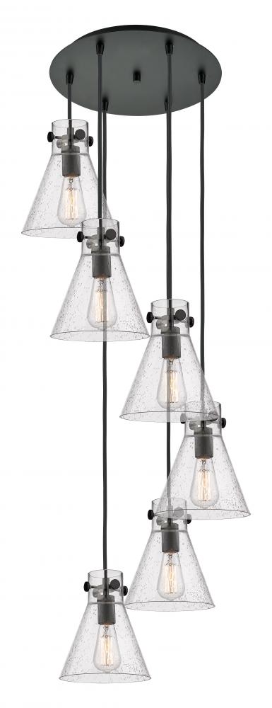 Newton Cone - 6 Light - 19 inch - Matte Black - Multi Pendant