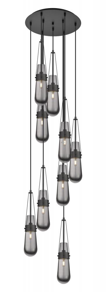 Milan - 9 Light - 19 inch - Matte Black - Multi Pendant