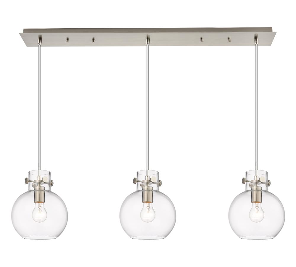 Newton Sphere - 3 Light - 40 inch - Brushed Satin Nickel - Linear Pendant