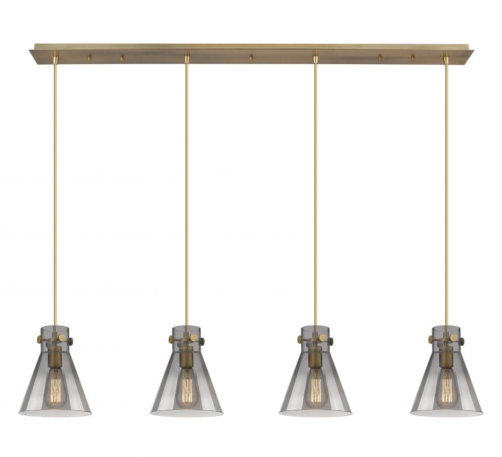 Newton Cone - 4 Light - 52 inch - Brushed Brass - Linear Pendant