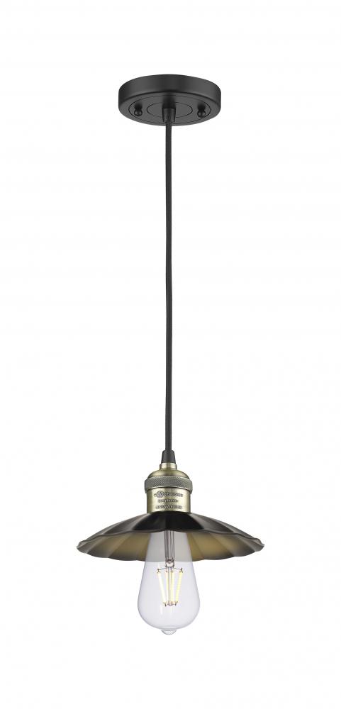 Scallop - 1 Light - 8 inch - Black Antique Brass - Cord Hung - Mini Pendant