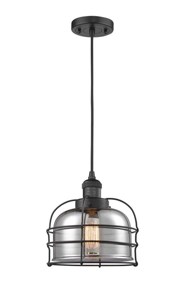 Bell Cage - 1 Light - 9 inch - Matte Black - Cord hung - Mini Pendant