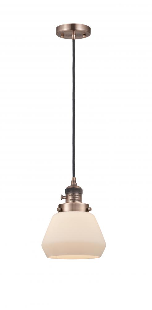 Fulton - 1 Light - 7 inch - Antique Copper - Cord hung - Mini Pendant