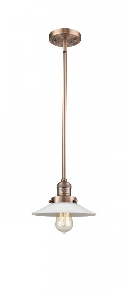 Halophane - 1 Light - 9 inch - Antique Copper - Stem Hung - Mini Pendant