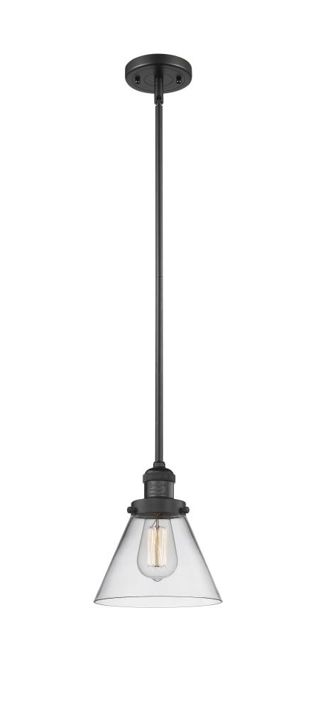 Cone - 1 Light - 8 inch - Matte Black - Stem Hung - Mini Pendant