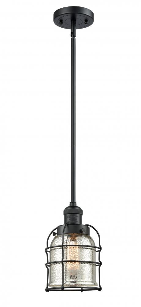 Bell Cage - 1 Light - 6 inch - Matte Black - Stem Hung - Mini Pendant