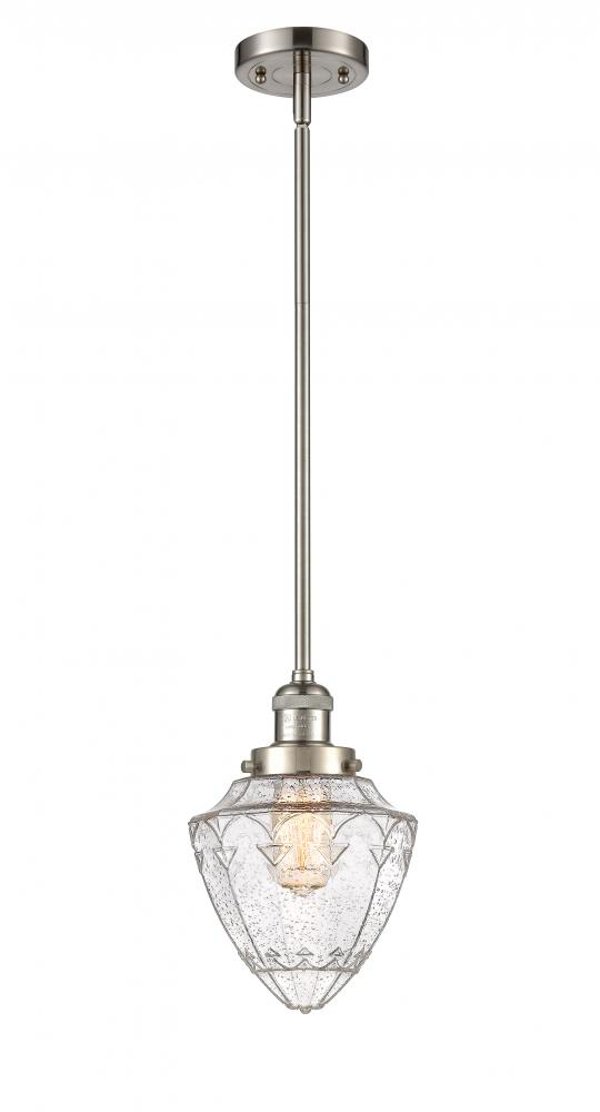 Bullet - 1 Light - 7 inch - Brushed Satin Nickel - Stem Hung - Mini Pendant