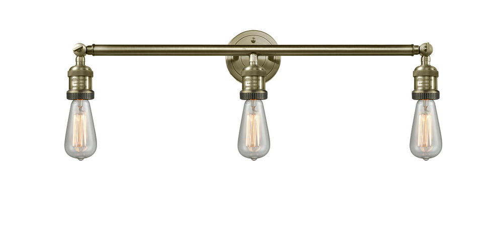 Bare Bulb - 3 Light - 30 inch - Antique Brass - Bath Vanity Light