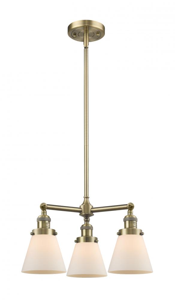 Cone - 3 Light - 19 inch - Antique Brass - Stem Hung - Chandelier