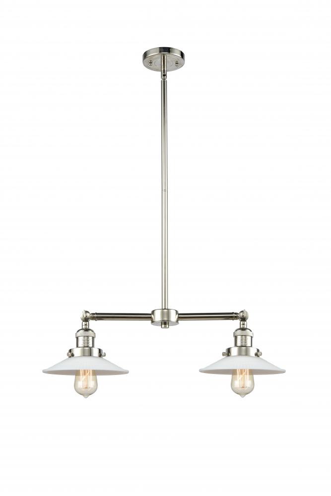 Halophane - 2 Light - 21 inch - Polished Nickel - Stem Hung - Island Light