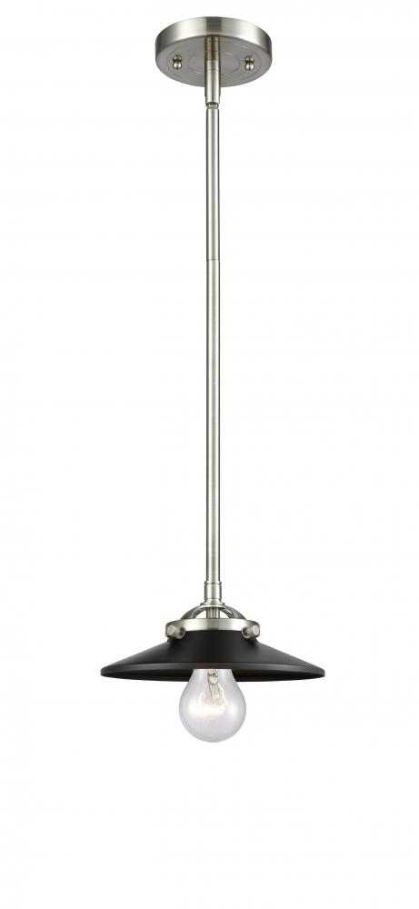 Railroad - 1 Light - 8 inch - Brushed Satin Nickel - Cord hung - Mini Pendant