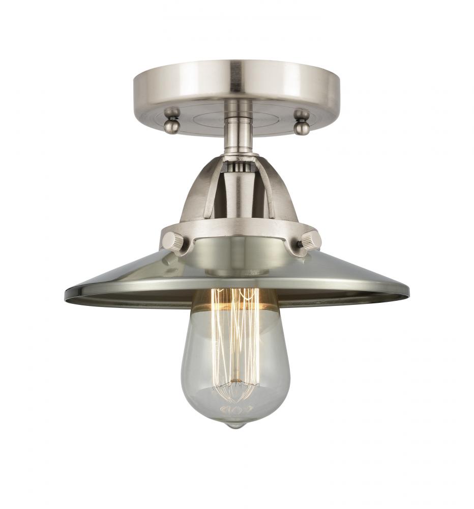 Railroad - 1 Light - 8 inch - Brushed Satin Nickel - Semi-Flush Mount