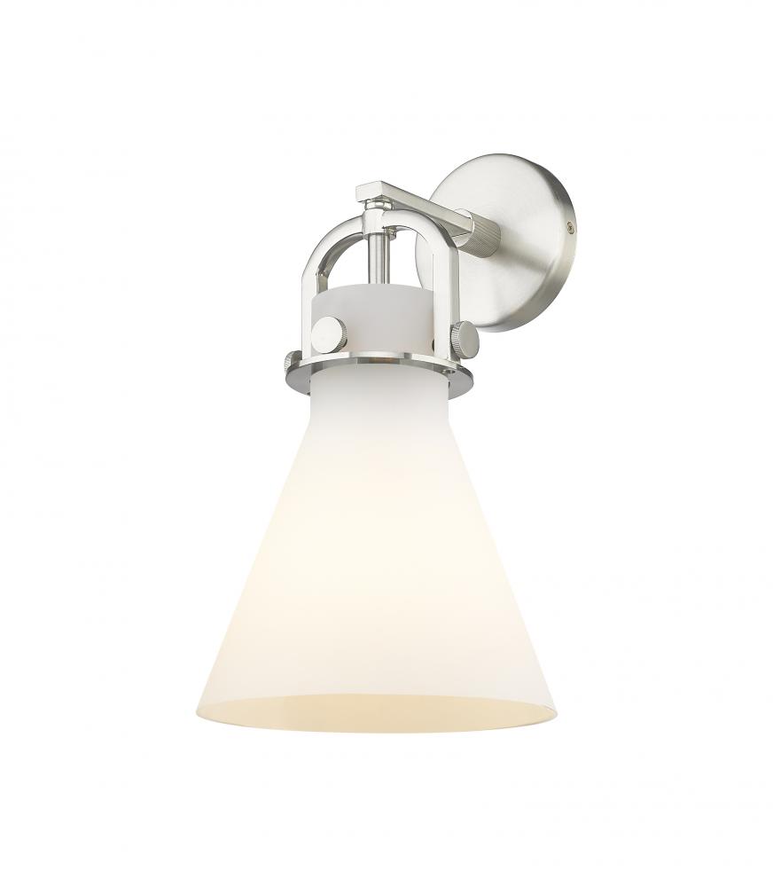 Newton Cone - 1 Light - 8 inch - Satin Nickel - Sconce