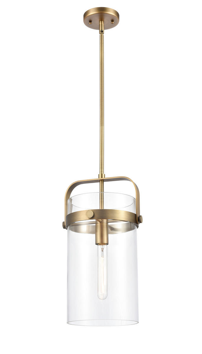 Pilaster - 1 Light - 8 inch Glass - Brushed Brass - Cord hung - Mini Pendant