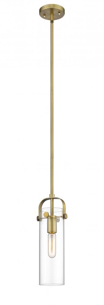 Pilaster - 1 Light - 12 inch Long Glass - Polished Nickel - Stem hung - Mini Pendant