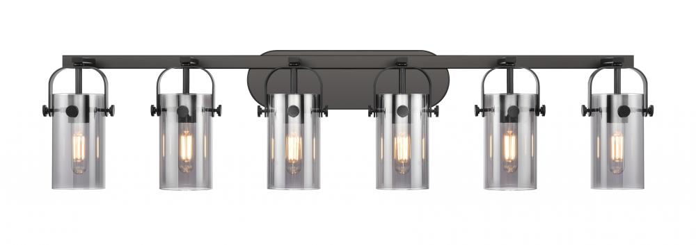 Pilaster II Cylinder - 6 Light - 44 inch - Matte Black - Bath Vanity Light